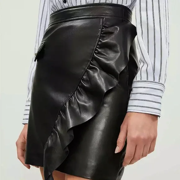 💓SOLD💓~~~SANDRO LAMBSKIN LEATHER SKIRT - Picture 3 of 8